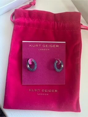 Kurt Geiger Blue Crystal Pave Hoop Earrings